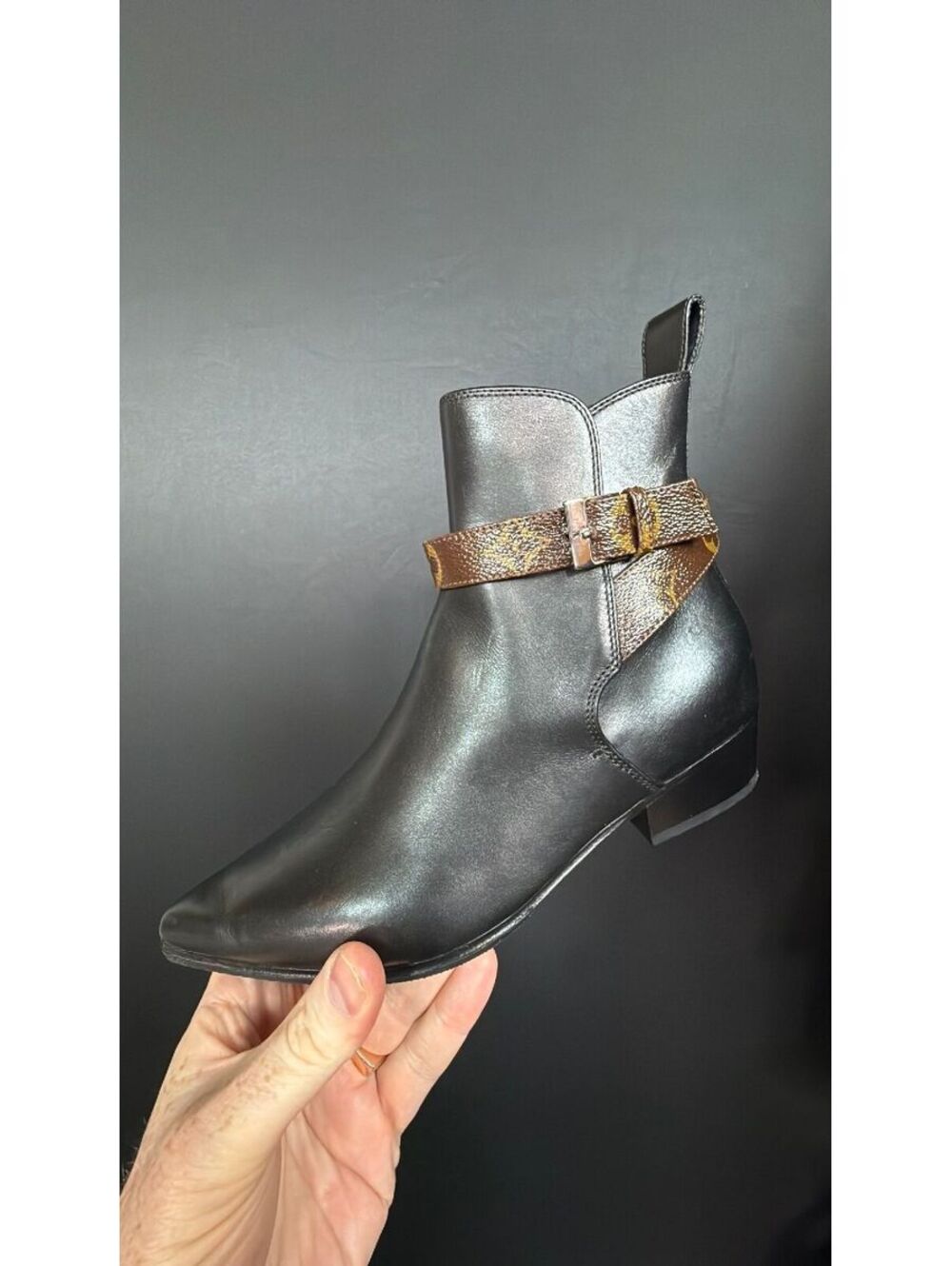 Louis Vuitton Black & Mono Ankle Boot Size 35.5